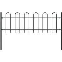 Garden Fence with Hoop Top Steel 1.7 m Black