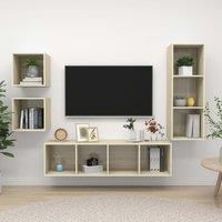 4 Piece TV Cabinet Set Sonoma Oak Engineered Wood