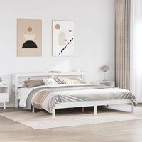 Bed Frame without Mattress White 200x200 cm Solid Wood Pine