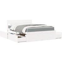 Bed with Drawers and Mattress White 120x190 cm Small Double Solid Wood Pine