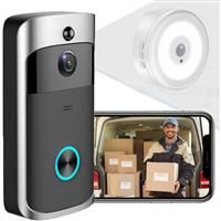 Wireless Video Doorbell Camera, Smart WiFi Real-time Intercom Doorbell Ring for Home Security, 720P HD Video|PIR Detection Night Vision|166