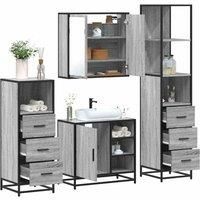 4Piece Bathroom Furniture SetGrey Sonoma Engineered Wood