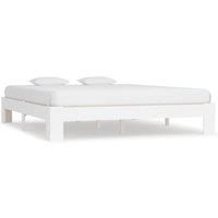Bed Frame White Solid Pine Wood 160x200 cm