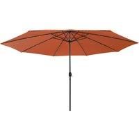 Outdoor Parasol with LED Lights and Metal Pole 400 cm Terracotta
