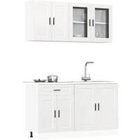 4 Piece Kitchen Cabinet Set Kalmar High Gloss White Engineered Wood