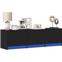 TV Cabinet with LED Black 140x34x40 cm Engineered Wood