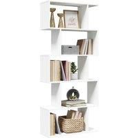 Room Divider Bookcase 5-Tier White 70x24x161 cm Engineered Wood