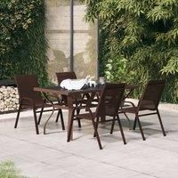 5 Piece Garden Dining Set Brown and Black