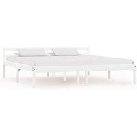 Bed Frame White Solid Pine Wood 160x200 cm
