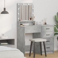 Dressing Table with LED Lights - Concrete Grey - 50x41x135 cm