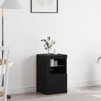 Sideboard with LED Lights Black Oak 41x37x67 cm