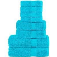 8 Piece Premium Towel Set SOLUND Turquoise 600 gsm