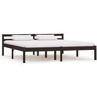 Bed Frame Dark Brown Solid Pine Wood 180x200 cm Super King