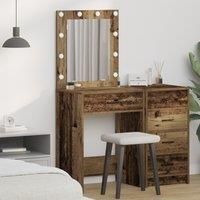Dressing Table with LED Lights Old Wood 50x41x135 cm