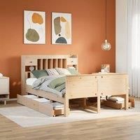 Bookcase Bed without Mattress 150x200 cm King Solid Wood Pine