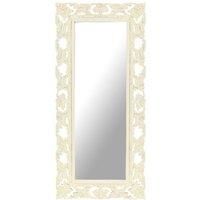 Hand Carved Mirror White 110x50 cm Solid Mango Wood