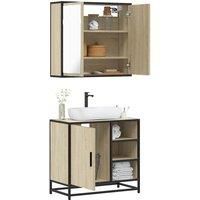 2 Piece Bathroom Furniture Set Sonoma Oak Engineered Wood