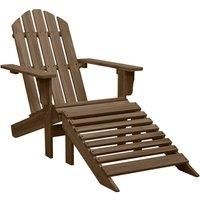 Garden Chair with Ottoman Wood Brown