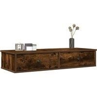 Wall Shelf with Drawers Smoked Oak 100x37.5x19 cm Engineered Wood