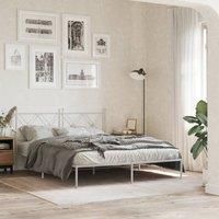 Metal Bed Frame without Mattress with Headboard White 160x200cm