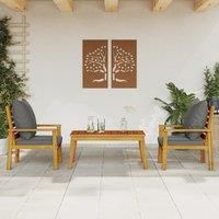 3 Piece Garden Lounge Set with Cushions Solid Wood Acacia