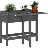 Garden Planter with Folding Tabletop Grey Solid Wood Pine
