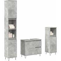 3 Piece Bathroom Furniture Set Concrete Grey Engineered Wood