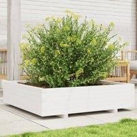 Garden Planter White 100x100x26.5 cm Solid Wood Pine