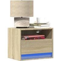 Wall-mounted Bedside Cabinets with LED Lights 2 pcs Sonoma Oak
