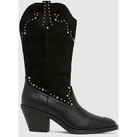 Schuh Brielle Studded Western Boot - Black