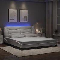 Bed Frame with LED without Mattress White 180x200 cm Super King