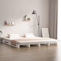 Pallet Bed White 180x200 cm Super King Size Solid Wood
