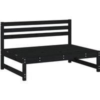 Garden Middle Sofa Black 120x80 cm Solid Wood Pine