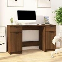 Desk with Side Cabinet Brown Oak Engineered Wood