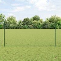 Fence Posts 11 pcs U-Channel Green 150 cm Steel, Hexagon Fence Green 1.5x50 m Steel