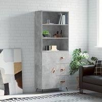 Highboard Concrete Grey 69.5x34x180 cm Engineered Wood