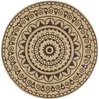 Handmade Rug Jute with Dark Brown Print 120 cm