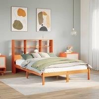 Bookcase Bed without Mattress Wax Brown 140x200 cm Solid Wood Pine