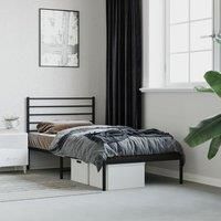 Metal Bed Frame with Headboard Black 80x200 cm