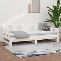 Pull-out Day Bed White Solid Wood Pine 2x(90x200) cm