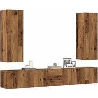 Wall Mounted TV cabinets 5 pcs Old Wood Engineered Wood
