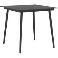 Garden Dining Table Black 80x80x74 cm Steel and Glass