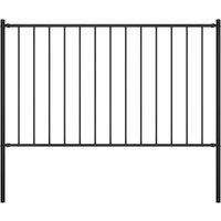 Fence Panel with Posts Powder-coated Steel 1.7x0.75 m Black