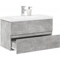 2 Piece Bathroom Furniture Set Concrete Grey Engineered Wood