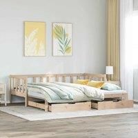 Daybed with Trundle and Drawers without Mattress 80x200 cm