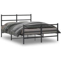 Berkfield Home Metal Bed Frame without Mattress with FootboardBlack 140x190cm in Black | Size: 140x190 cm