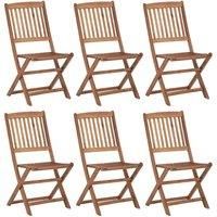 Folding Garden Chairs 6 pcs Solid Acacia Wood