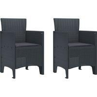 Garden Chair Set of 2 Anthracite Plastic Medium Durable