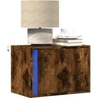 Wall-mounted Bedside Cabinets with LED Lights 2 pcs Smoked Oak