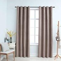 Blackout Curtains with Metal Rings 2 pcs Taupe 140x175 cm
